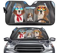 Visera Parasol Parabrisas Coche Familia de Perros Beagle conduciendo M | Parasol Parabrisas Delantero Pantalla Solar Parabrisas Coche Protección UV Bloquea los Rayos UV Parasol Parabrisas