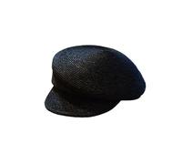 Visera solar de verano hecha a mano para mujer, transpirable y protector solar, sombrero octogonal, sombrero vintage de fieltro suave, Negro, M