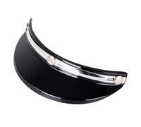 Visera solar para casco retro: Secure Fit con clips, pantalla de motocross plateada negra, construcción ligera de PP, protector facial abierto 3/4, elegante visera de bloqueo UV | Moto