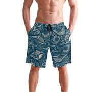 visesunny Bañadores Divertidos para Hombre de Secado Rápido Ropa de Playa Deportes Correr Natación Pantalones Cortos de Tabla con Forro de Malla, Coral (Coral Shell), Large