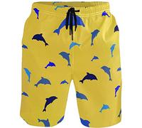 visesunny Bañadores Divertidos para Hombre de Secado Rápido Ropa de Playa Deportes Correr Natación Pantalones Cortos de Tabla con Forro de Malla, Delfín divertido, XX-Large