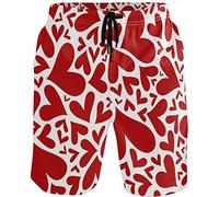 visesunny Traje de baño divertido para hombre, ropa de playa de secado rápido, deportes para correr, tabla de natación, forro de malla, Corazón rojo, Large