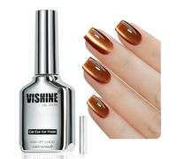 Vishine 16 ml de esmalte de uñas en gel, efecto ojo de gato, efecto hielo, esmalte de uñas en gel holográfico, brillante, transparente, de secado fácil, magnético, para arte de uñas, marrón MY403