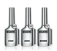 Vishine 3Pcs 16ml Gel Top Coat, Nail Glue Gel and Base Coat Set, 5 In 1 Nail Glue Shine Effect Long Lasting Soak Off Uv Light Lamp DIY Home