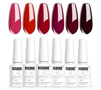 Vishine Burgundy Red Gel Nail Polish Set of 6 Colors Purple Red Dark Wine Bright Red Gel Polish Kit UV LED Soak Off Nail Polish Home DIY Manicure Nail Salon Varnish 8ml