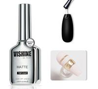 Vishine Capa superior de gel mate, 0.5 fl oz, resistente al polvo, no se limpia para pintura en polvo cromado, acabado mate, esmalte de uñas de gel UV de larga duración para salón y arte de uñas de