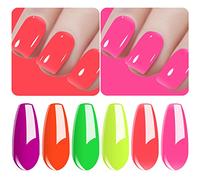 Vishine - Esmalte de gel semipermanente - Esmalte de uñas de gel UV LED de gel polaco soak off Nail Art - Juego de 6 colores neón amarillo, naranja, rosa, verde regalo