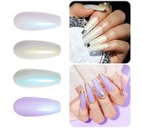 Vishine Esmalte de uñas de gel Perlas, Gel de esmalte de uñas de 4 colores gel de leche de perlas blancas efecto camaleón gel de uñas arte de perlas gel de carcasa de hilo de perlas 8 ml