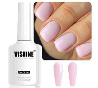 Vishine Esmalte de uñas semipermanente de 16 ml en color pastel neutro, violeta, rosa jalea, esmalte de color nude, gel transparente para lámpara de uñas UV LED, arte de uñas