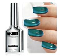 Vishine - Esmalte semipermanente para ojo de gato, 16 ml, efecto galaxia holográfica reflectante, Nail Art DIY - Aqua Aura MY424