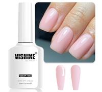 Vishine Gel de uñas semipermanente Transparente Rosa Lechoso Claro, Esmalte de uñas Natural Rosa Lechoso Transparente Gel de Cristal Soak-Off UV LED 16ml E023