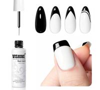 Vishine Gel Liner Nail Art Negro - 8 ml, esmalte semipermanente con pincel fino, ideal para líneas finas, Swirl Design & French Tips, UV LED Soak Off DIY
