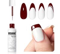 Vishine Gel Liner Nail Art Rojo Oscuro - 8 ml Esmalte semipermanente con pincel fino para líneas finas, Swirl Design & French Tips, UV LED Soak Off