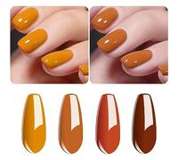 Vishine Gel Nail Polish Set - 4 Colores Pumpkin Spice Yellow Orange Carrot Color Collection Nail Art Nail Polish UV LED Gel Polish Varnish Long-lasting Salon DIY Manicure 8ml #C042
