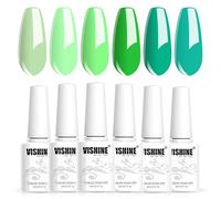 Vishine Gel Polish 6 Colors Lime Light Olive Neon Green Starter Kit, All Seasons Neutral Green Soak Off Nail Gel Polish Set, Quick Dry Nail Lamp Manicure Art DIY Salon Home Gift 8ml