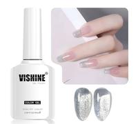 Vishine Glitter Gel Nail Polish, 16ml Silver Sparkle UV Gel, Diamond Shiny Soak-Off Gel Polish for Nail Art & Home DIY, Shade L306 Frosted Stardust