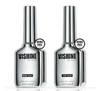 Vishine Hema Free TopCoat y Base Coat UV/LED, Esmalte de Gel Semipermanente DUO No Wipe