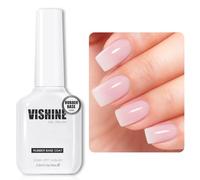 Vishine Rubber Base 5 en 1 Rubber Builder Nude Pink 16ml Jelly Nude Pink Esmalte de uñas semipermanente Gel UV LED Gel Polish Reforzamiento y Reparación de Manicura Arte #065