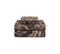 VISI-ONE Realtree MAX-5 - Juego de sábanas tamaño Queen con diseño de Camuflaje, 4 Piezas, polialgodón, Lavable a máquina, para Exteriores (Cama Queen)