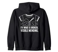 Visible Mending Fija lo Que es un Arte de Costura Roto Sudadera con Capucha