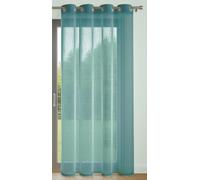 Visillo Liso con 8 Ojales - 140 x 240 cm - Azul Pato - Brillante y Decorativo - Protege de Las miradas Exteriores