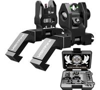 Visiofire Miras de hierro con desplazamiento de 45 grados | Miras de fibra óptica abatibles con puntos rojos y verdes | Miras de hierro inclinadas ajustables sin herramientas, transición rápida (miras