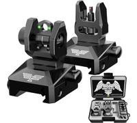 Visiofire Miras de hierro de fibra óptica para riel Picatinny | Miras de respaldo delanteras y traseras abatibles con puntos rojos y verdes | Miras traseras ajustables sin herramientas | Miras de