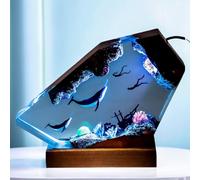VISIOLEX Lámpara nocturna marina de resina, lámpara artística marina de resina con control de color LED, un regalo único para el cumpleaños de mamá y papá (Modelo A, 6 * 4in)