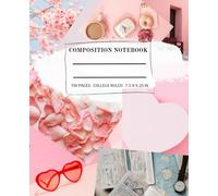 Vision Board Composition Notebook: Aesthetic College Ruled Collage Journal with Positive Quotes | 7.5 x 9.25 in | Cute Pink Mood Board Style