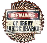 Vision Board - Etiquetas holográficas de vinilo punk rock resistentes a la intemperie | Beware of Great White Sharks Man Cave Signs Vintage Funny (8 x 12 cm, 5 unidades)