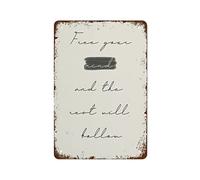 Vision Board Printables Free Your Mind and The Rest Will Follow - Póster impreso con citas artísticas de pared, cartel de metal retro, letrero vintage de aluminio para el hogar, café, decoración de