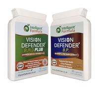 Vision Defender A.M.D. Plus & BP Pack Cuidado Ocular - AREDS2 Luteína Zeaxantina Arándano Corteza de Pino - Meso-Zeaxantina Cobre Zinc - Vitaminas Ojos para Visión - 120 Cápsulas - UK