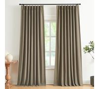 Vision Home Brown Pinch Pleated Full Blackout Curtains Linen Blended Room Darkening Window Curtains 84 Inch for Living Room Bedroom Thermal Insulated Pinch Pleat Drapes with Hooks 2 Panel 40" Wx84 L