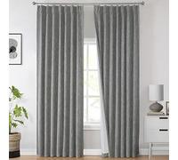 Vision Home - Cortinas Opacas fruncidas, de oscurecimiento Total, para salón, Dormitorio, Aislamiento térmico, con Ganchos y pestaña Trasera, 2 uds., de 101 cm de Ancho x 213 cm de Largo, carbón