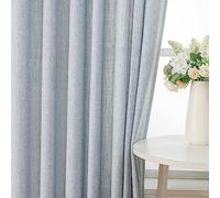 Vision Home Pinch Pleated Blue Semi Sheer Curtains Textured Light Filtering Window Curtains 63 inch for Living Room Bedroom Rayon Blended Chambray Blue Pinch Pleat Drapes with Hooks 2 Panels 40"Wx63"L