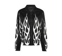 VISION OF SUPER - Chaqueta con cremallera y estampado a contraste en mezcla de algodón - Jackets - Mujer - Negro - L -