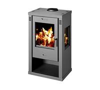Vision Wood Burning Stove 7,16 kW, acero negro, salida de la parte superior