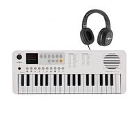 VISIONKEY-1 Mini Teclado Digital 37 Teclas para Niños y Principiantes | Piano Eléctrico de Mini Teclas con Auriculares, 3 Octavas, 100 Sonidos y Ritmos, USB-C o Pilas, Blanco