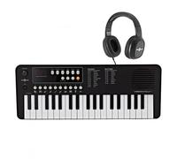 VISIONKEY-1 Mini Teclado Piano Eléctrico Portátil de 37 Teclas para Niños y Principiantes con Auriculares, USB-C - Negro