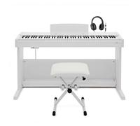 VISIONKEY-500 Pack de piano digital de 88 teclas con acción de macillo y USB MIDI + taburete y auriculares, blanco