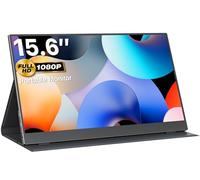 VisionOwl Monitor portátil de 15.6 pulgadas 1080P FHD IPS pantalla portátil HDMI USB-C Monitor para laptop, Mac, Surface PC, PS5 Xbox, con cubierta inteligente y altavoces, montaje VESA, negro