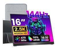 VisionOwl Monitor portátil de 16 pulgadas 2.5K QHD 144Hz 16:10 pantalla portátil HDMI USB-C monitor para laptop, Mac, Surface PC, PS5 Xbox, con soporte y altavoces integrados, montaje VESA