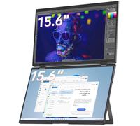 VisionOwl Stacked Portable Monitor 15.6inch Dual Foldable Travel Display 1080P 120% sRGB ΔE<2 USB-C HDMI Triple Laptop Screen Extender Built-in Kickstand VESA Mountable for Laptop PC Mac Windows