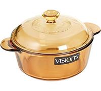 Visions - Olla de Vidrio Pyroceram, Modelo Versa, con Tapa de Vidrio y Tapa de plástico, de 0,8 litros, Color marrón