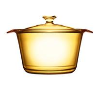 VISIONS Olla Pyroceram Flair de 3,8 litros con Tapa de Cristal, Color marrón