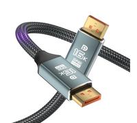 VisionSync 16K Cable DisplayPort 2.1,DP to DP Cable 3-M (16K@60Hz/8K@120Hz/4K@240Hz), 80Gbit/s Cables Display,Compatible con FreeSync G-Sync HDR HDCP Gaming-Monitor, TV, PC