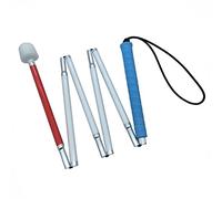 VISIONU Aluminio Baston Blanco para Ciegos y Baja Vision Plegable, 6 Secciones (150cm (59.1 Pulgada), Mango de Azul)