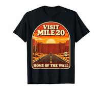 Visit Mile 20 Marathon Runner Hitting The Wall Retro Poster Camiseta gráfica económica