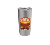 Visit Mile 20 Marathon Runner Hitting The Wall Retro Poster Vaso térmico de acero inoxidable de doble pared