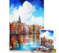 Visita Ámsterdam para Adultos Rompecabezas de 1000 Piezas Ejercicio Mental Recreación Tranquila Ajuste Perfecto (50x75cm)